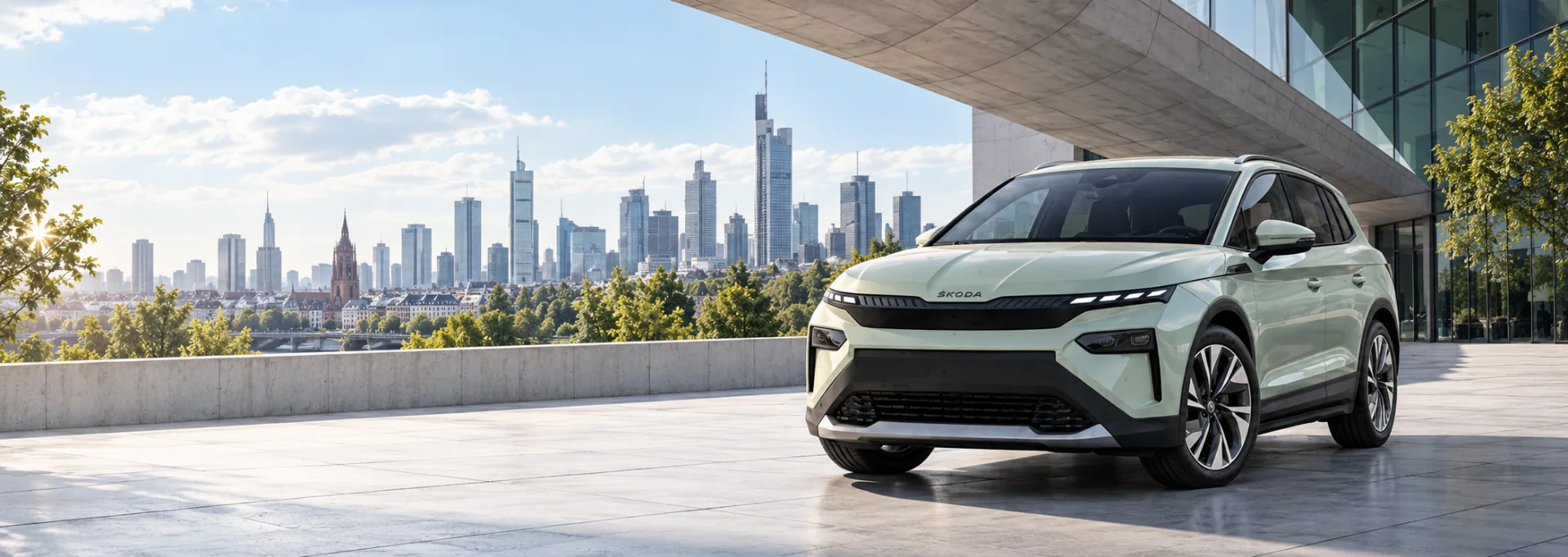 Škoda vor der Frankfurter Skyline